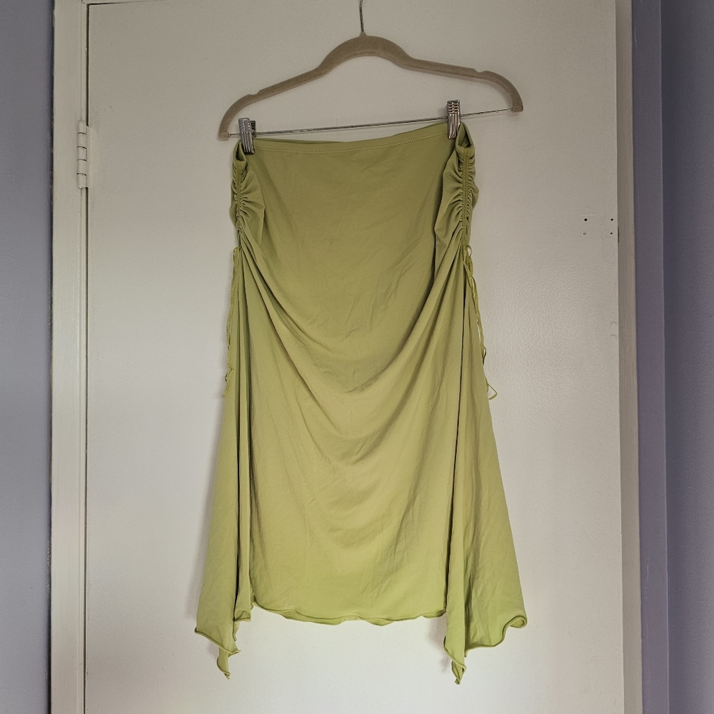 Max Studio Y2K Light Green Ruched Draped Skirt